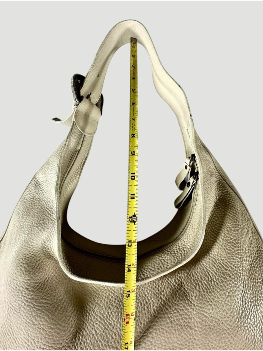 Donald J. Pliner White Leather Pebbled Hobo Shoulder Bag - Picture 10 of 13
